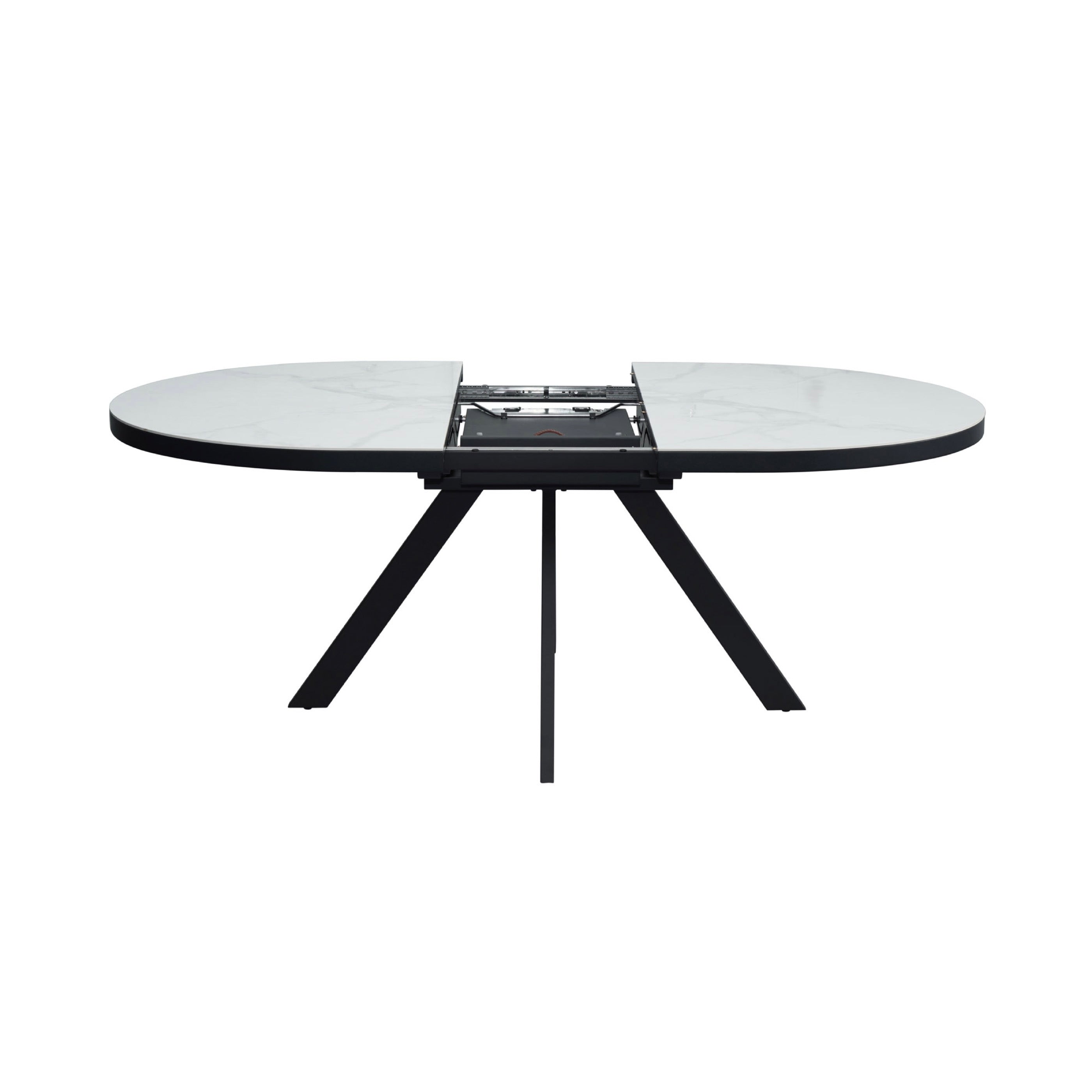 Inski - Mesa de comedor ovalada extensible - 6 plazas - Blanco