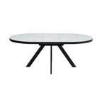 Inski - Mesa de comedor ovalada extensible - 6 plazas - Blanco