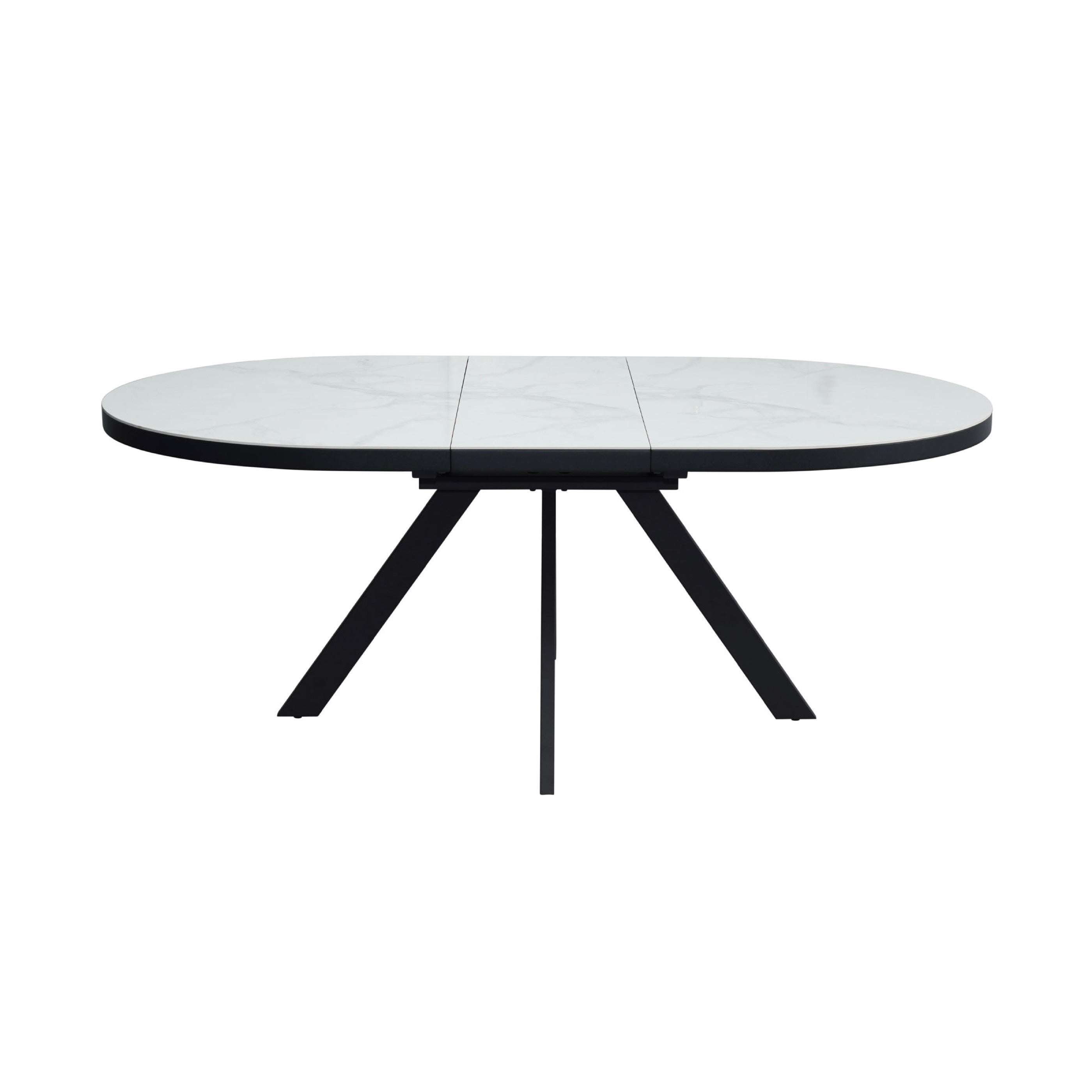 Inski - Mesa de comedor ovalada extensible - 6 plazas - Blanco