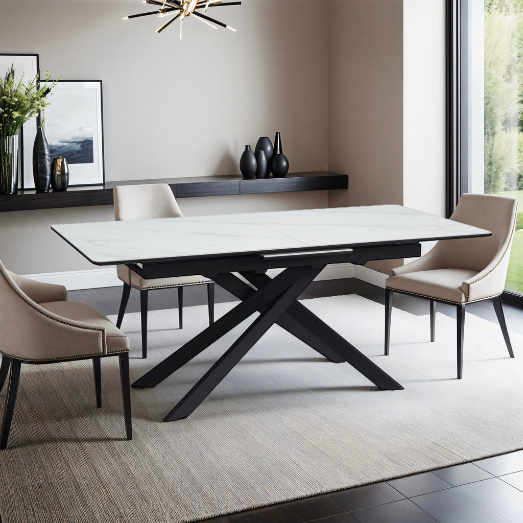 Inski - Mesa de comedor extensible - 8 plazas - Blanco