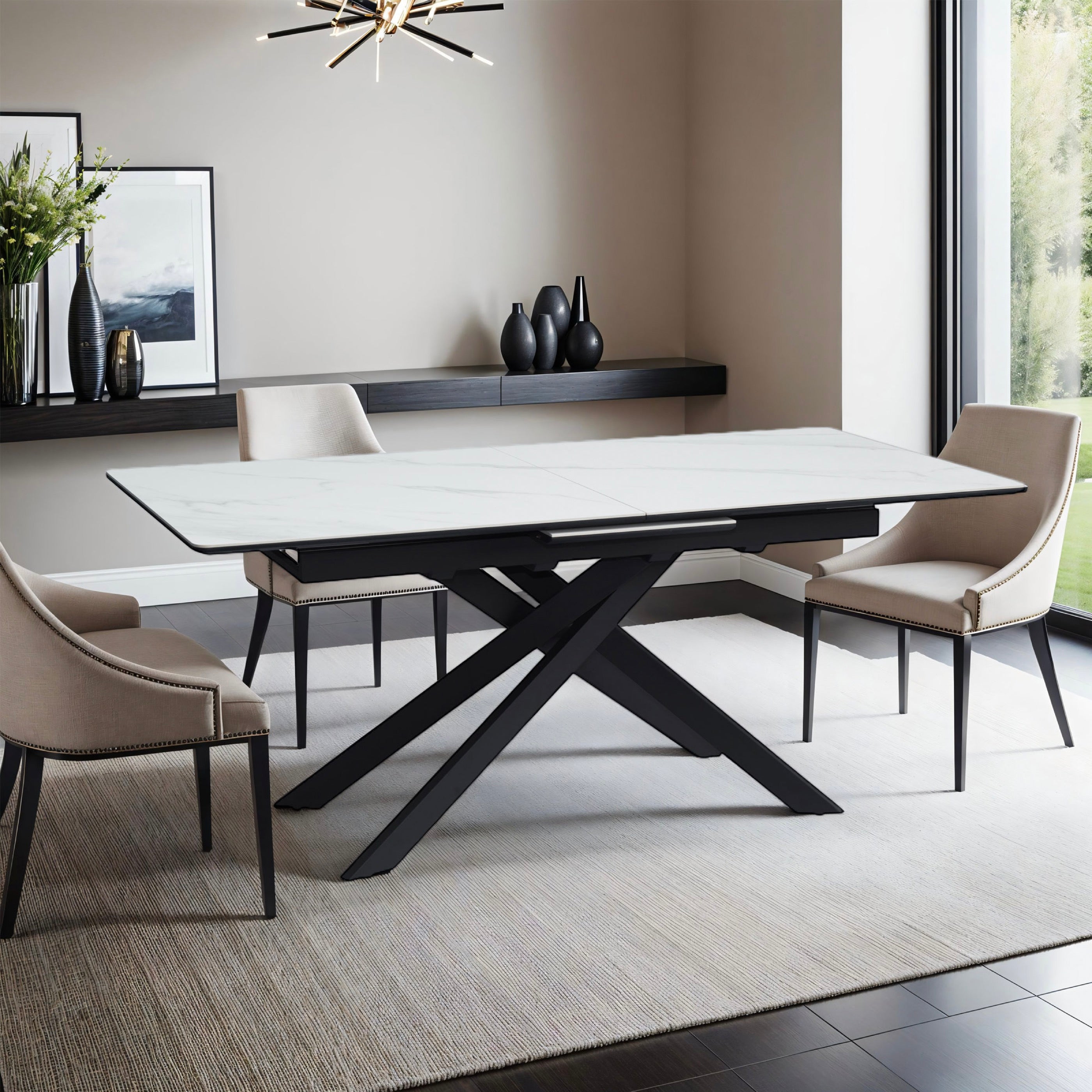 Inski - Mesa de comedor extensible - 8 plazas - Blanco
