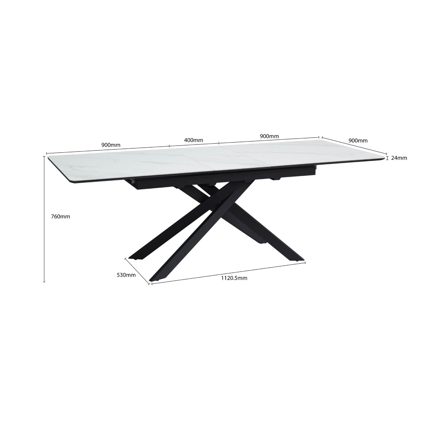 Inski - Mesa de comedor extensible - 8 plazas - Blanco