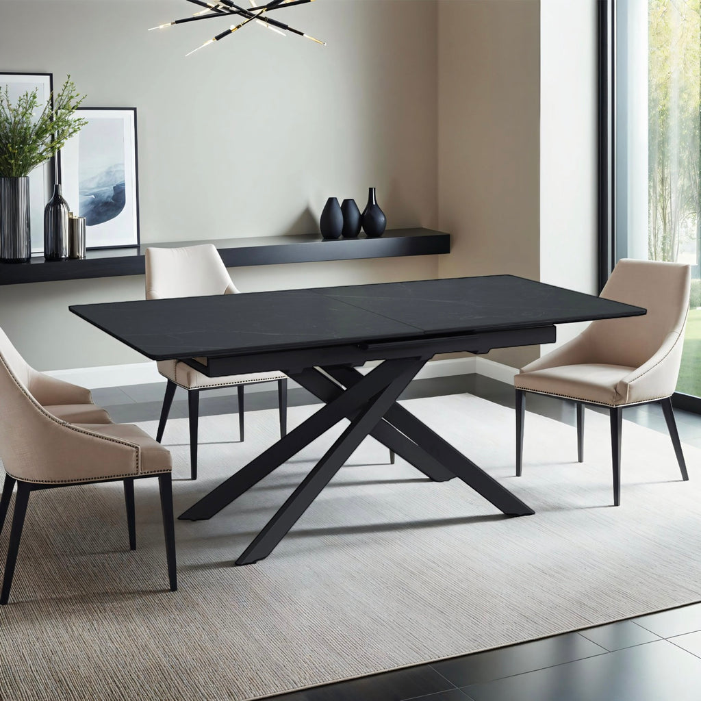 Inski - Table À Manger Extensible - 8 Places - Noir
