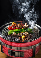 Bbq Kamado Hibachi - Barbecue Avec Grill Et Plancha - Rouge