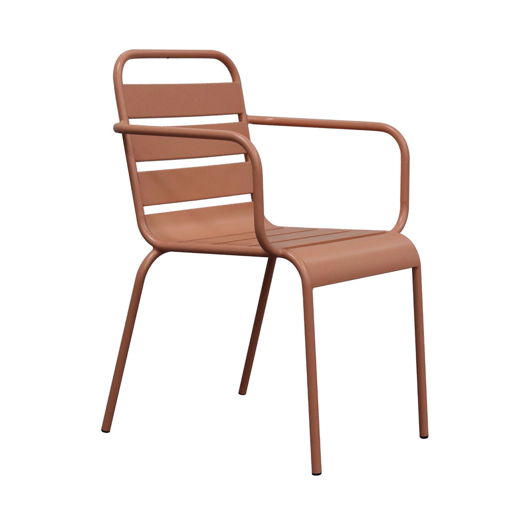 Baca - Conjunto Mesa de Jardín + 6 Sillones de Metal - Terracota