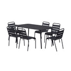 Baca - Conjunto Mesa + 4 Sillas + 2 Sillones Metal - Gris