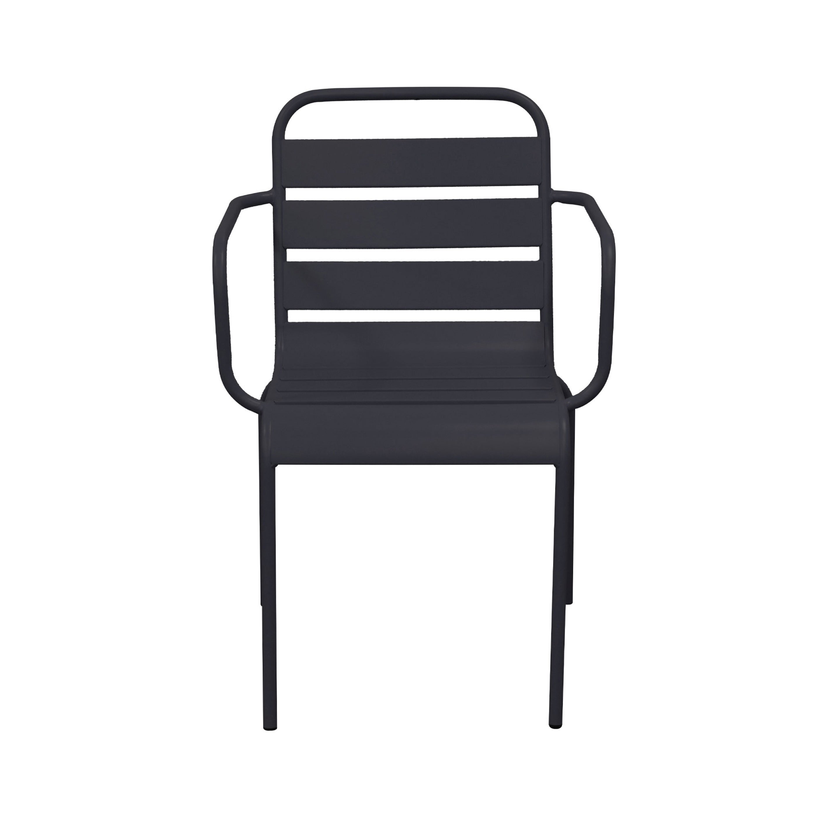 Baca - Conjunto Mesa + 4 Sillas + 2 Sillones Metal - Gris