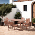 Baca - Table + 4 Chairs + 2 Metal Armchairs Set - Terracotta