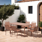 Baca - Table + 4 Chairs + 2 Metal Armchairs Set - Terracotta