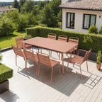 Baca - Conjunto Mesa + 6 Sillas + 2 Sillones Metal - Terracota
