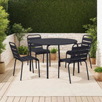 Baca - Conjunto Mesa de Jardín + 4 Sillas de Metal - Gris