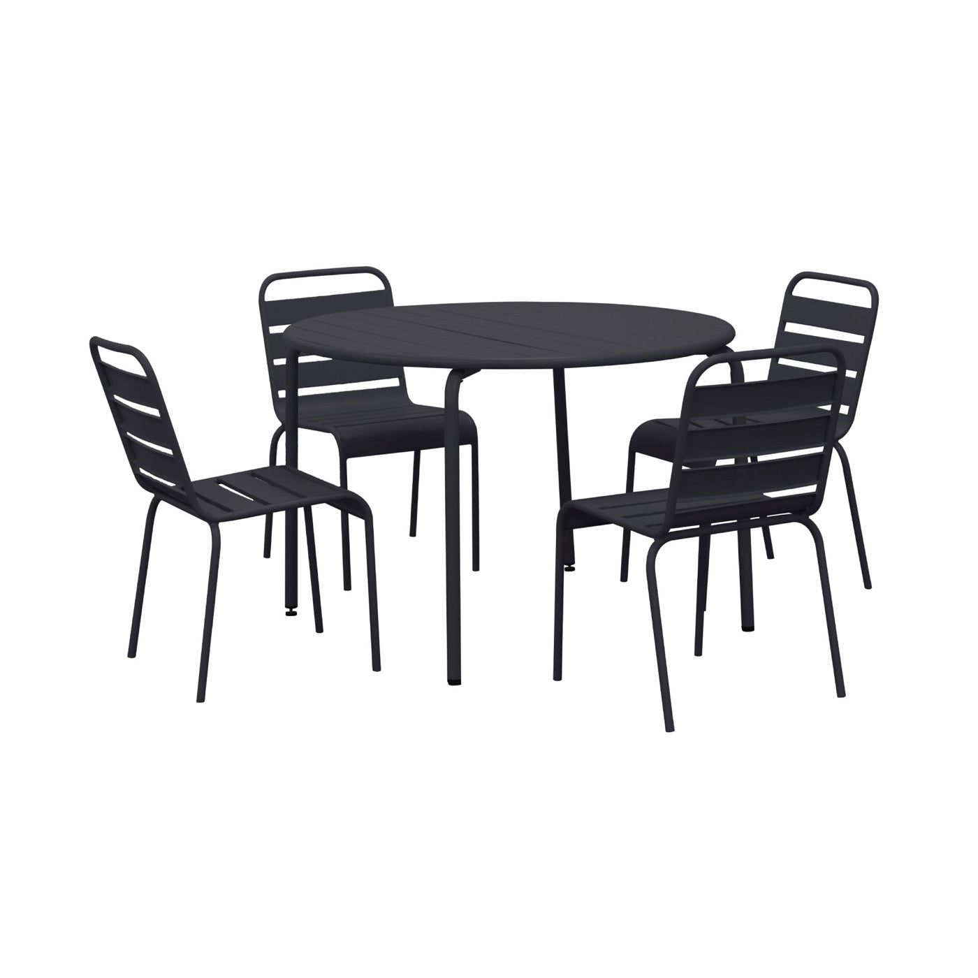 Baca - Conjunto Mesa de Jardín + 4 Sillas de Metal - Gris