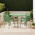 Baca - Conjunto Mesa de Jardín + 4 Sillones de Metal - Verde