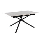 Mindy - Mesa Extensible + 6 Sillas Terciopelo - Mármol Blanco