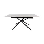 Mindy - Mesa Extensible + 6 Sillas Terciopelo - Mármol Blanco