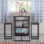 Mesa de bar + 2 taburetes - Roble gris