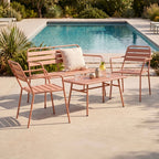 Baca - 4 Seater Metal Garden Furniture - Terracotta