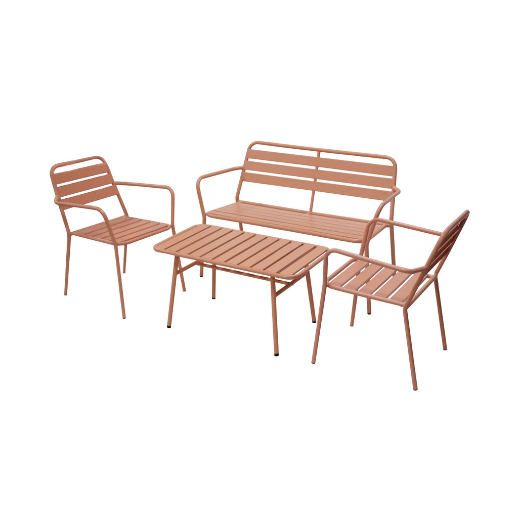 Baca - 4 Seater Metal Garden Furniture - Terracotta