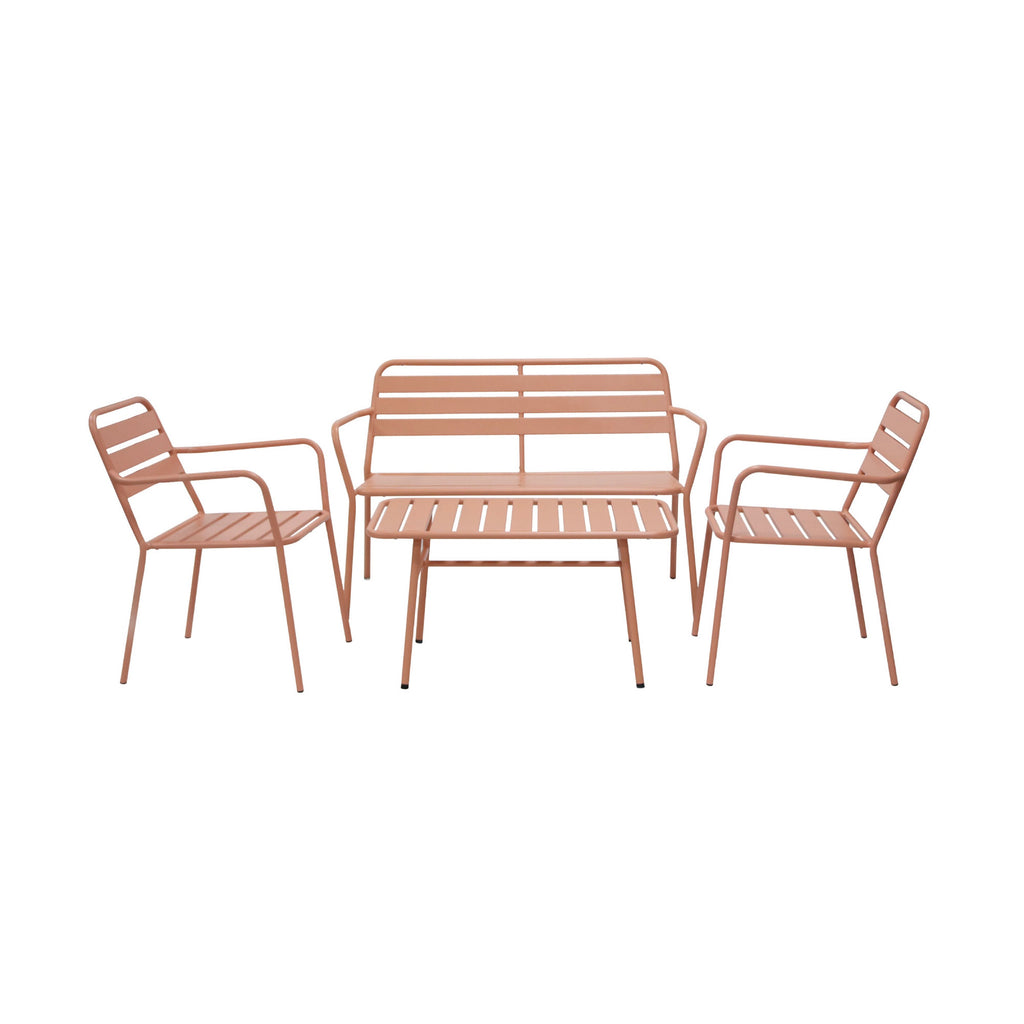 Baca - 4 Seater Metal Garden Furniture - Terracotta