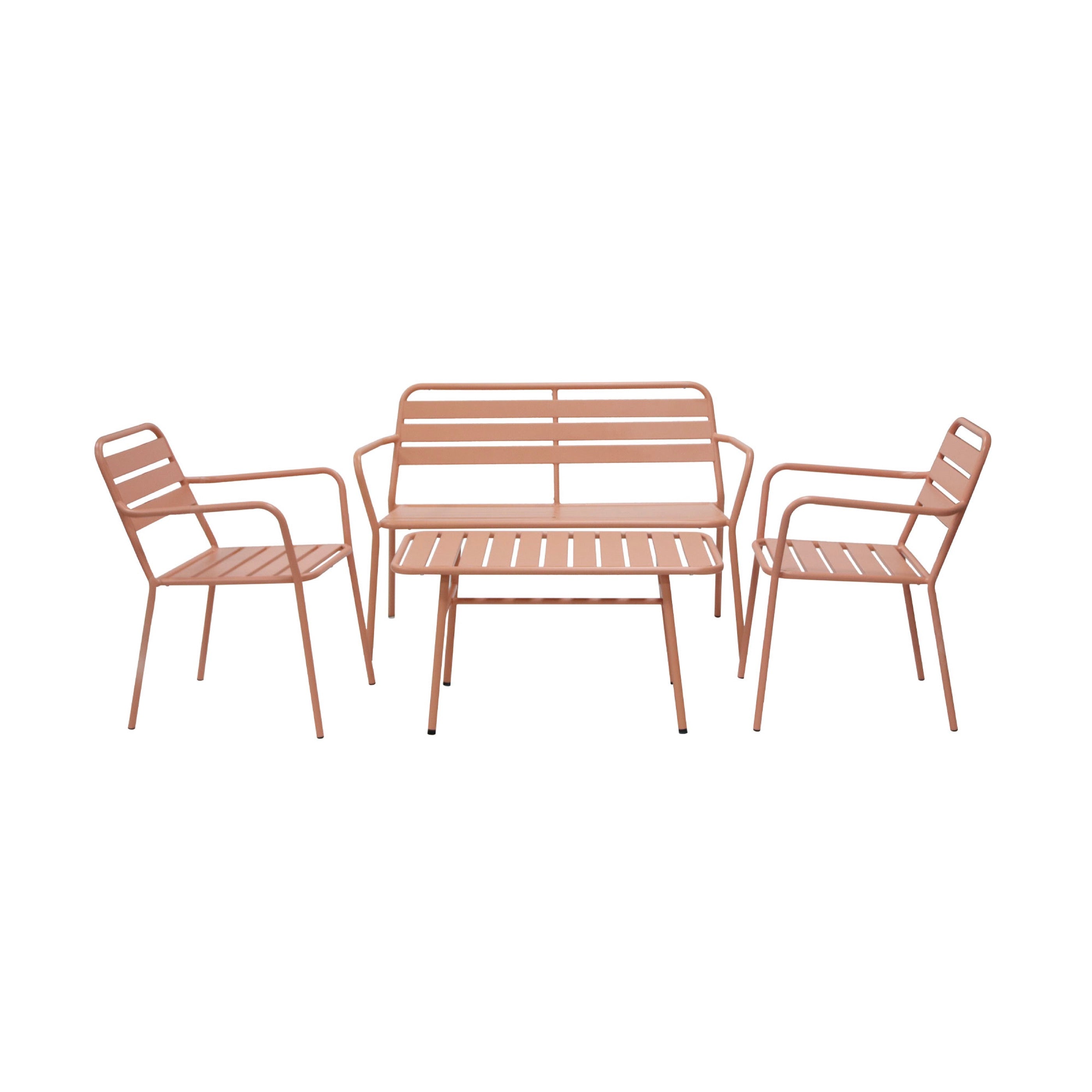 Baca - 4 Seater Metal Garden Furniture - Terracotta