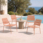 Baca - Set of 4 Metal Garden Armchairs - Terracotta