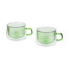 Ambra - Lot De 2 Mugs Double Paroi En Verre - 22Cl - Vert