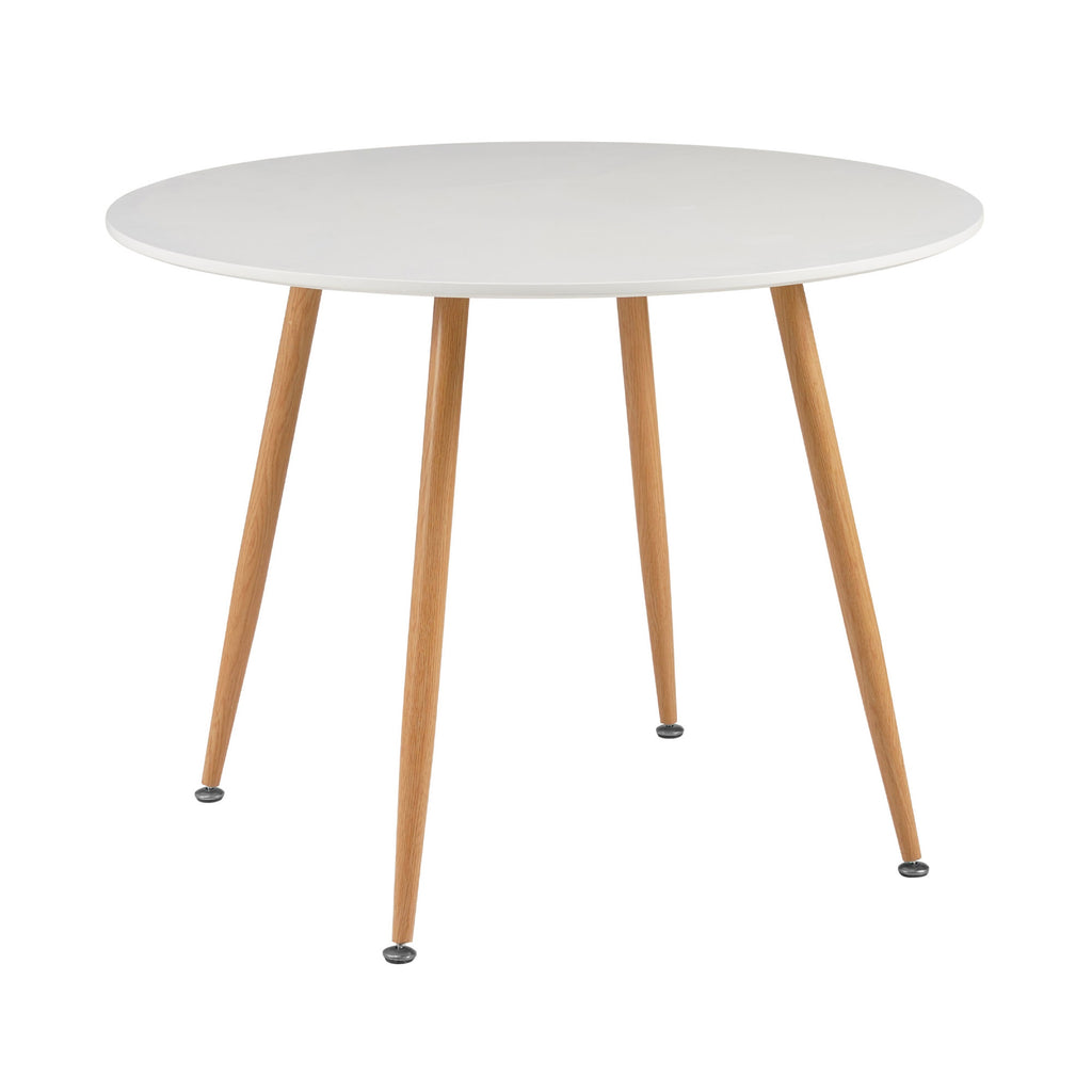 Scandi - Ensemble Repas Table Ronde + 4 Chaises Velours - Blanc
