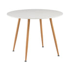 Scandi - Ensemble Repas Table Ronde + 4 Chaises Velours - Blanc