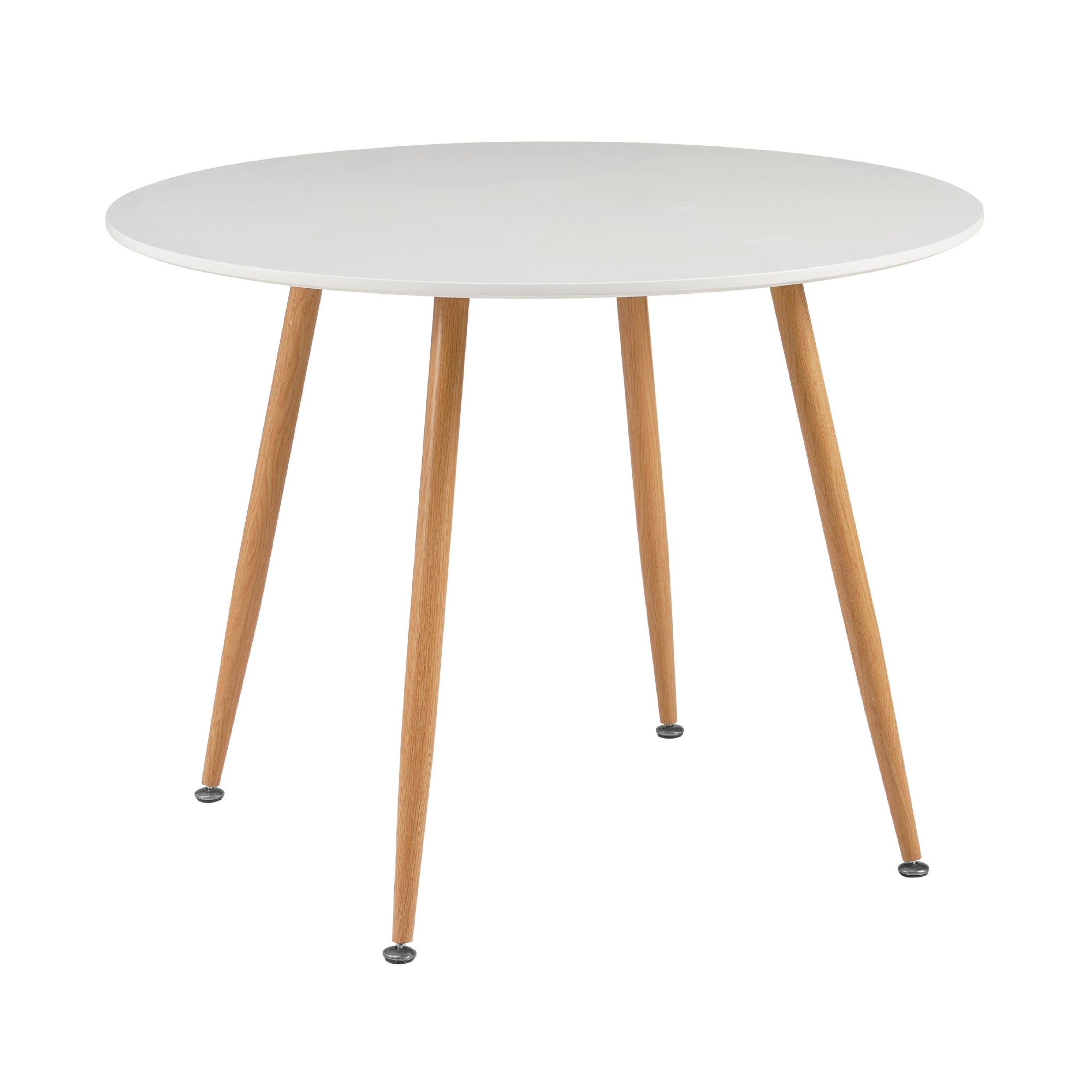 Scandi - Ensemble Repas Table Ronde + 4 Chaises Velours - Blanc