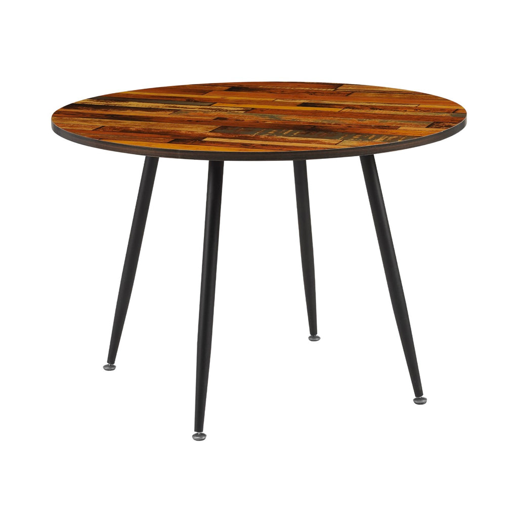 Scandi - Ensemble Repas Table Ronde + 4 Chaises Velours - Naturel