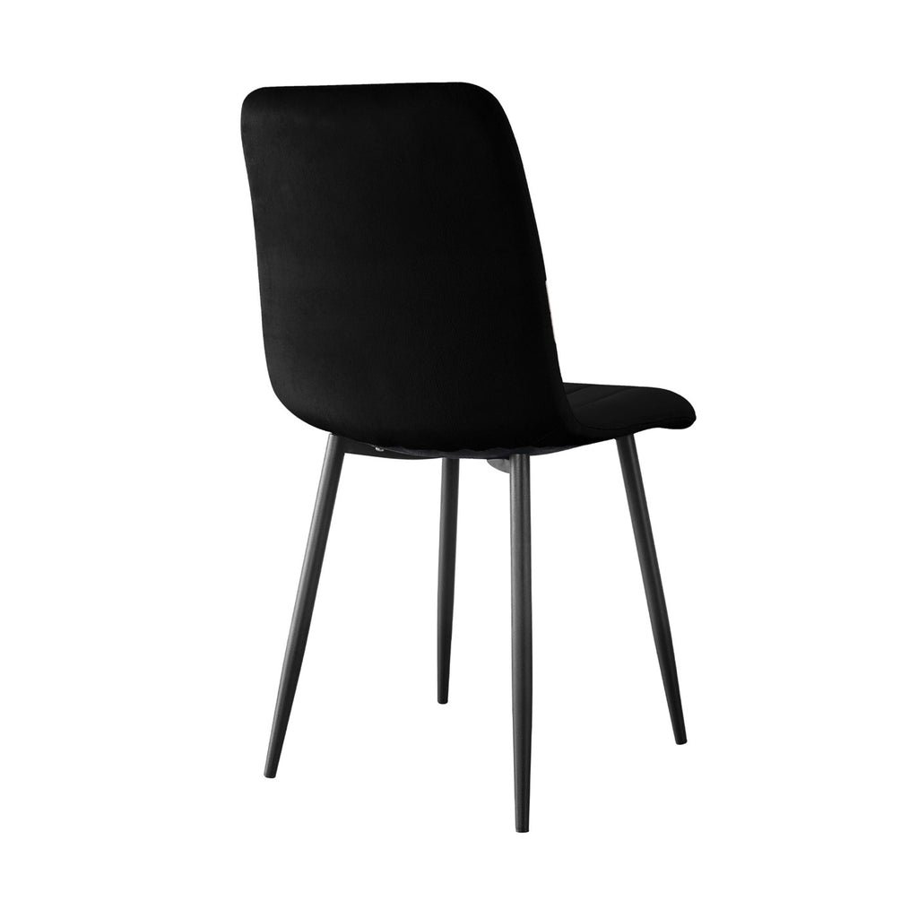 Scandi - Ensemble Repas Table Ronde + 4 Chaises Velours - Naturel