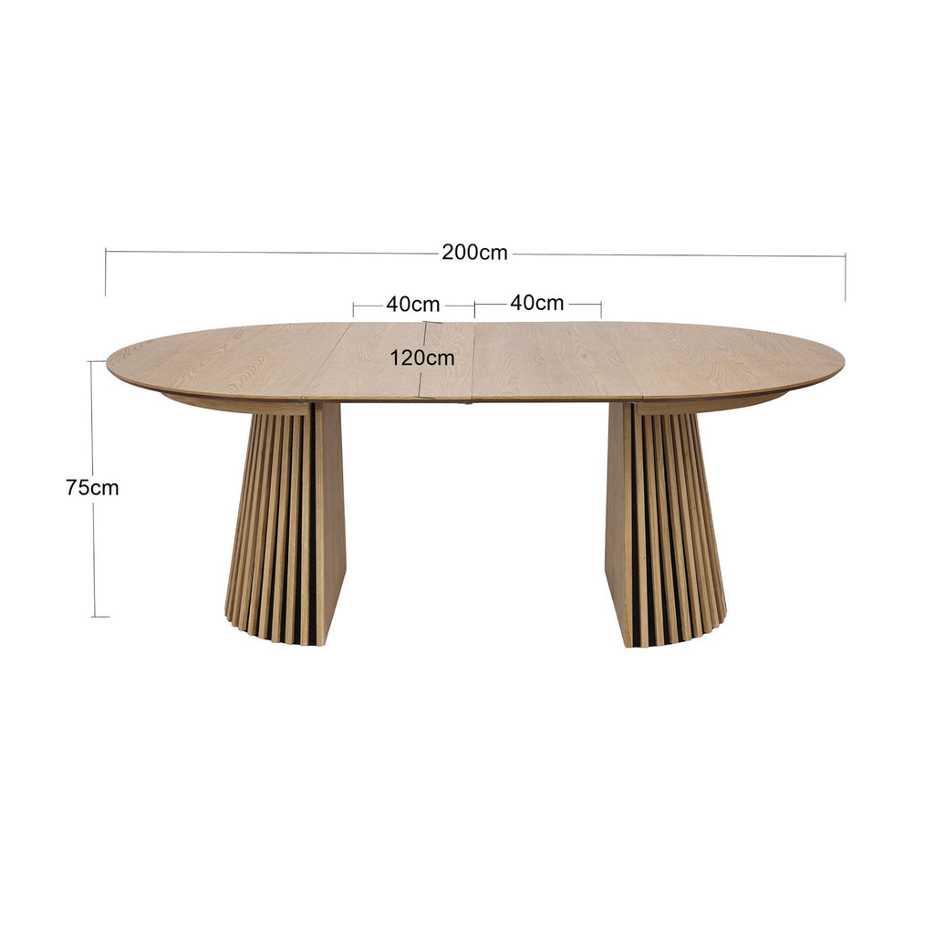 Constance - Mesa de comedor redonda extensible - Roble