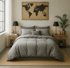 Elegance - Drap Housse - 100% Percale De Coton Lavé - Gris Perle