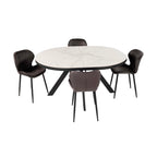 Velvet - Ensemble Table Ovale Céramique + 4 Chaises En Velours - Marbre Blanc