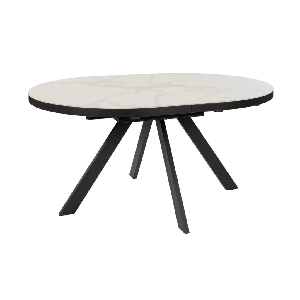 Velvet - Ensemble Table Ovale Céramique + 4 Chaises En Velours - Marbre Blanc