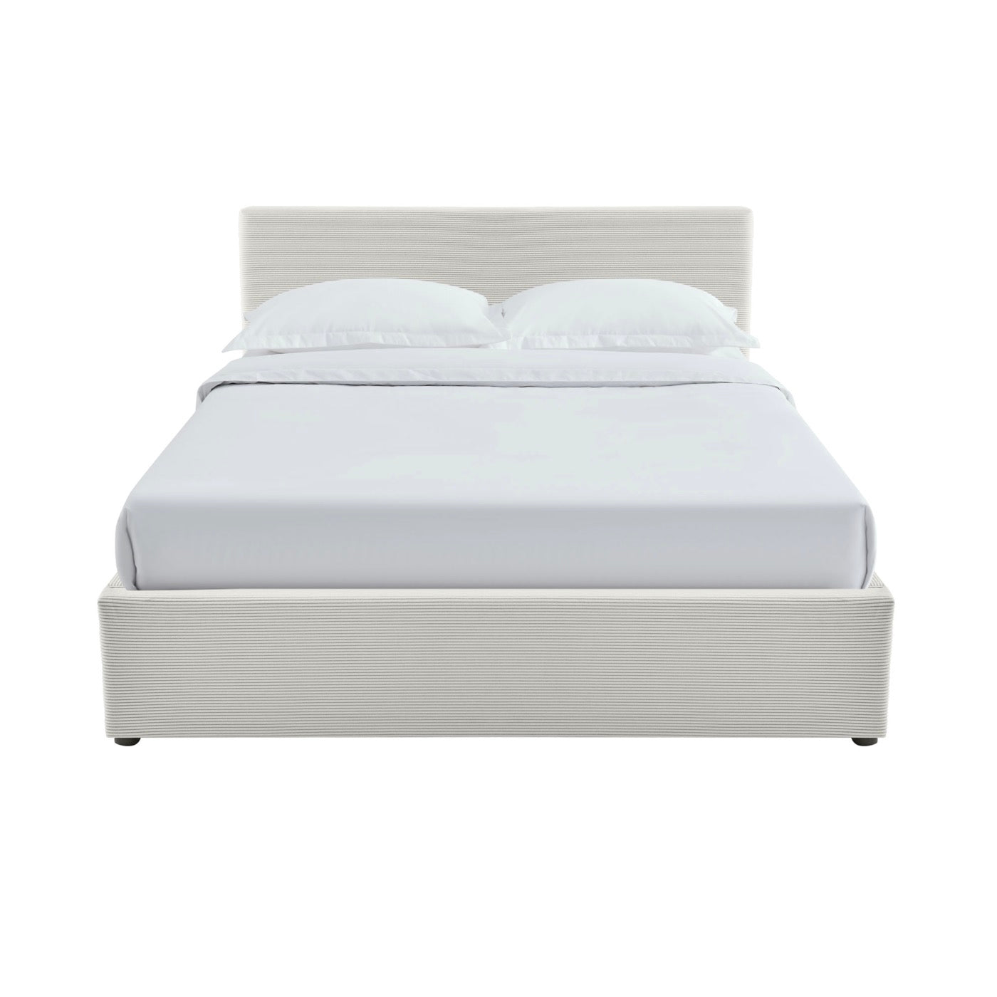 Tinali - Lit Coffre En Velours Côtelé + Sommier À Lattes - Beige