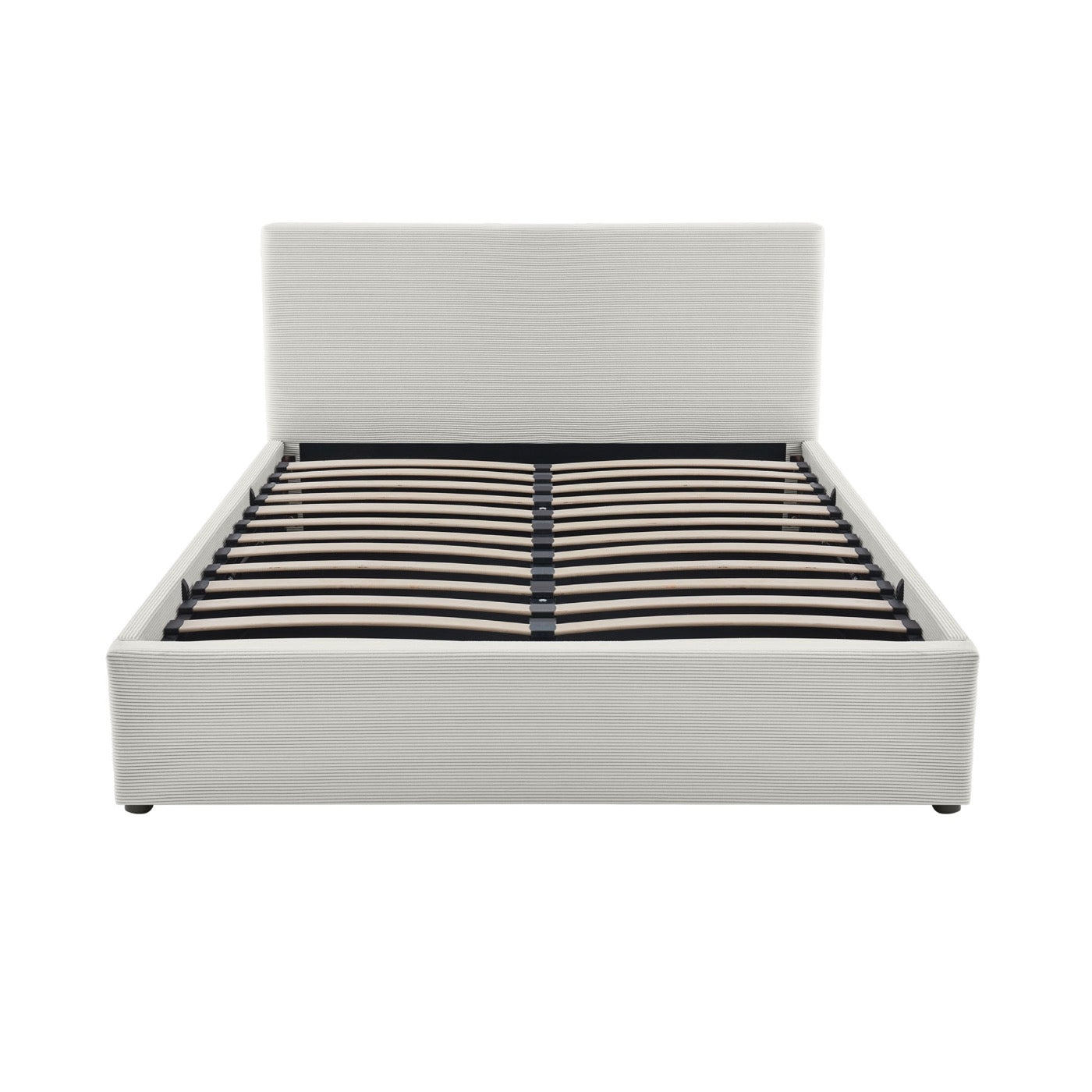 Tinali - Lit Coffre En Velours Côtelé + Sommier À Lattes - Beige