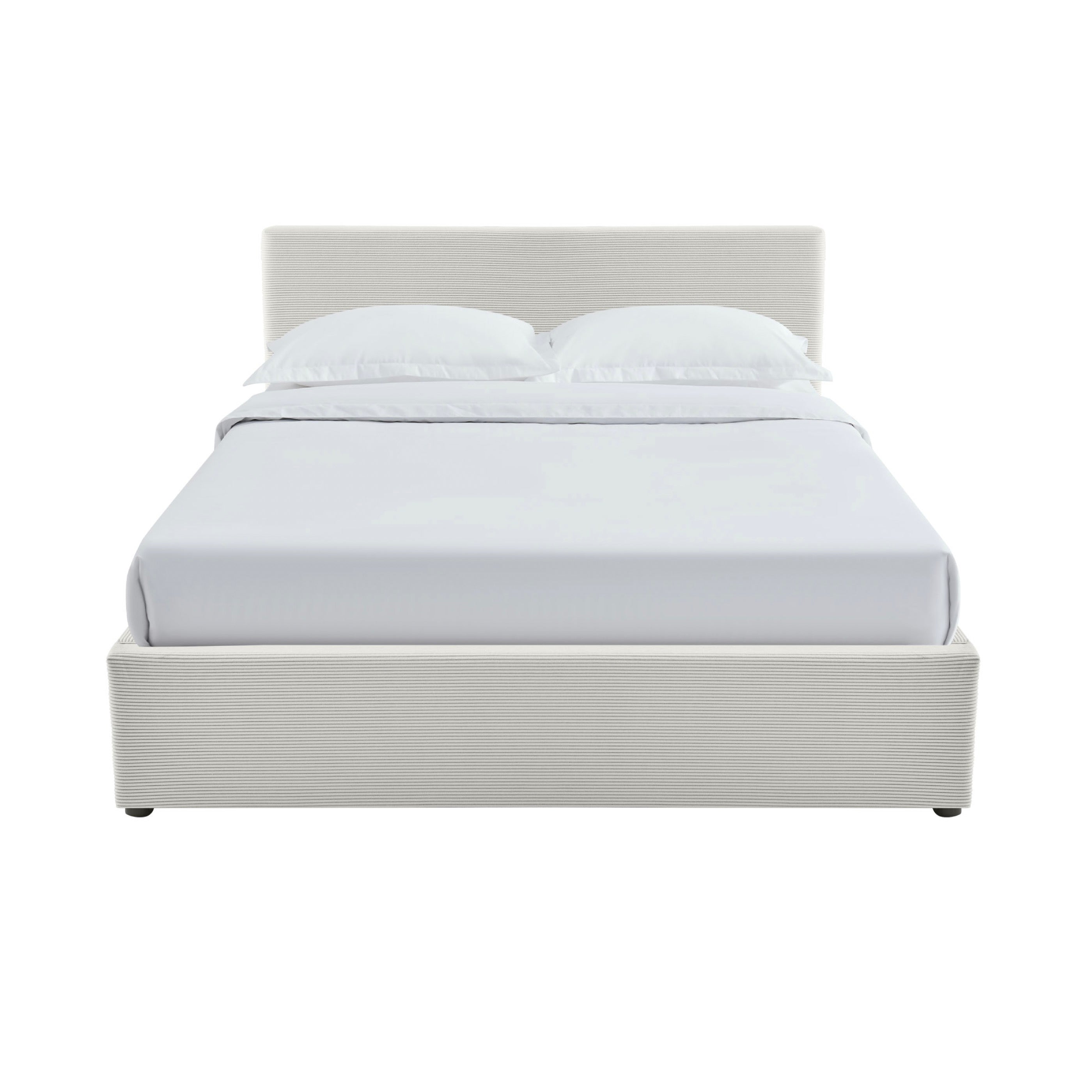 Tinali - Lit Coffre En Velours Côtelé + Sommier À Lattes - Beige
