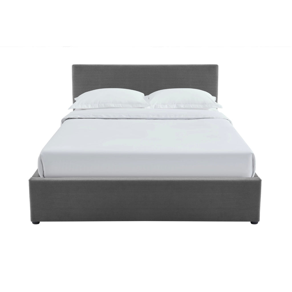 Tinali - Corduroy Storage Bed + Slatted Base - Gray