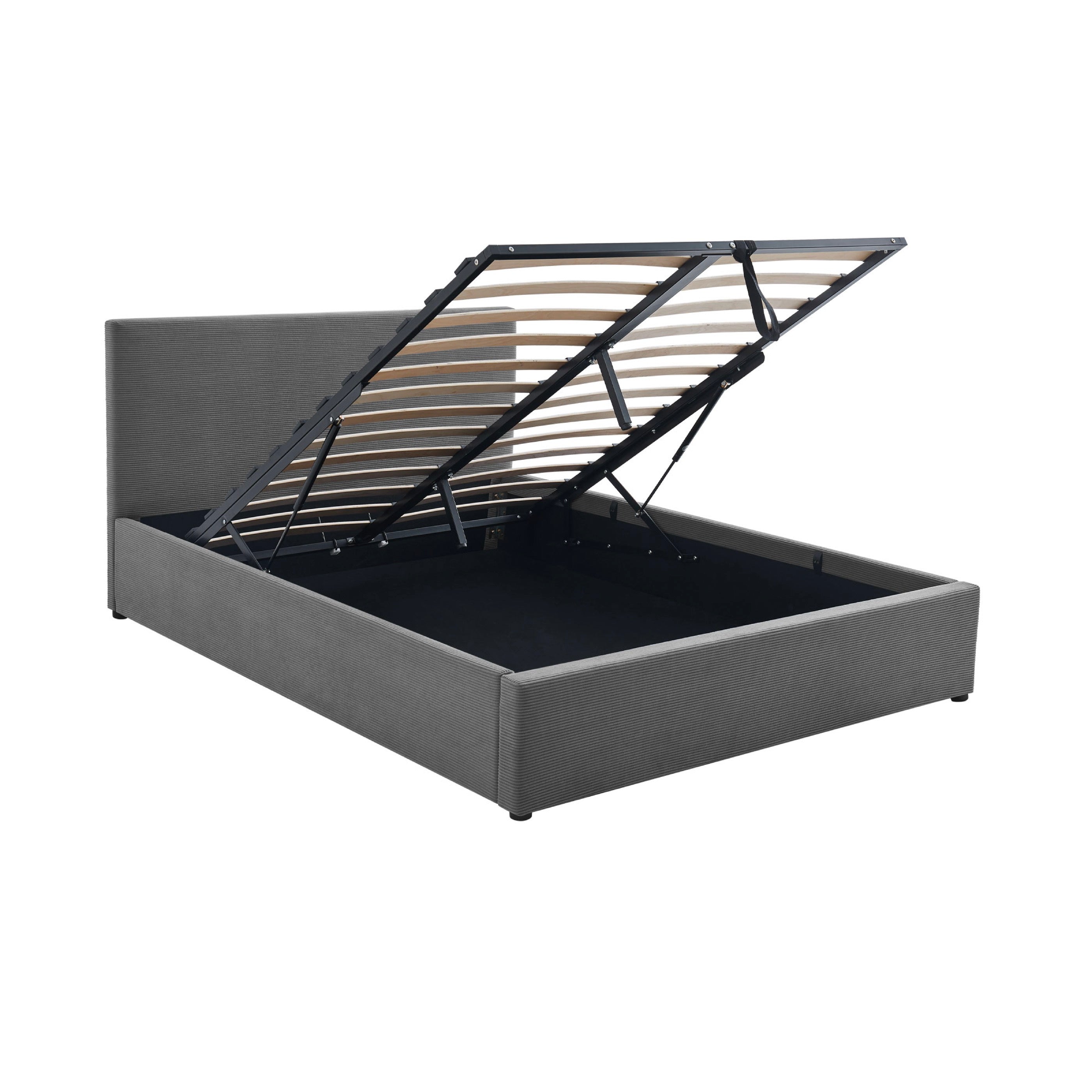 Tinali - Corduroy Storage Bed + Slatted Base - Gray