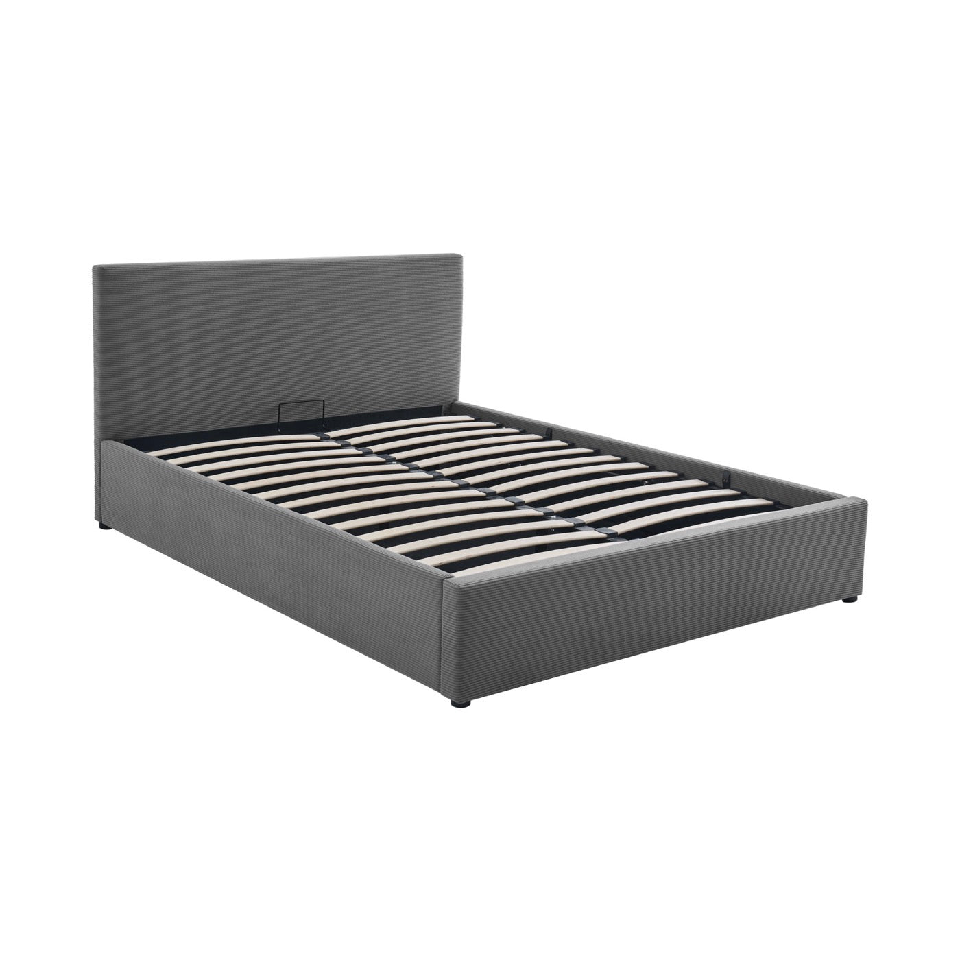 Tinali - Corduroy Storage Bed + Slatted Base - Gray