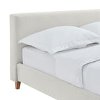 Mileno - Bed With Corduroy Headboard And Wooden Legs - Beige