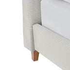 Mileno - Bed With Corduroy Headboard And Wooden Legs - Beige