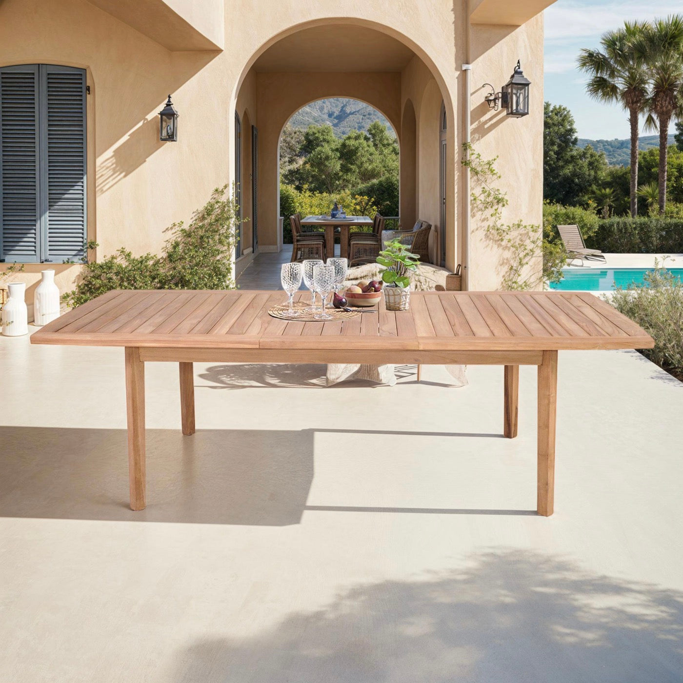 Gardena - Table De Jardin Extensible En Teck - Naturel