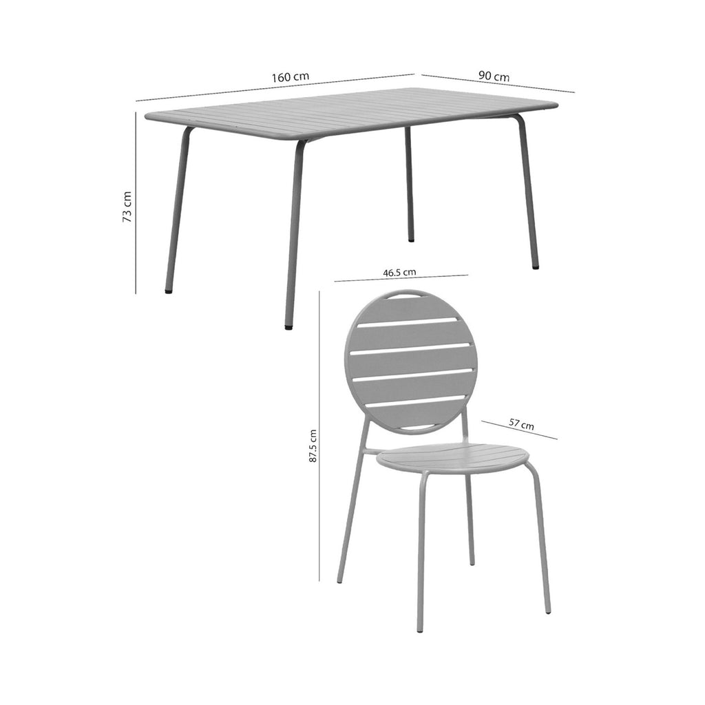 Baca - Garden Table Set + 4 Round Metal Chairs - Terracotta