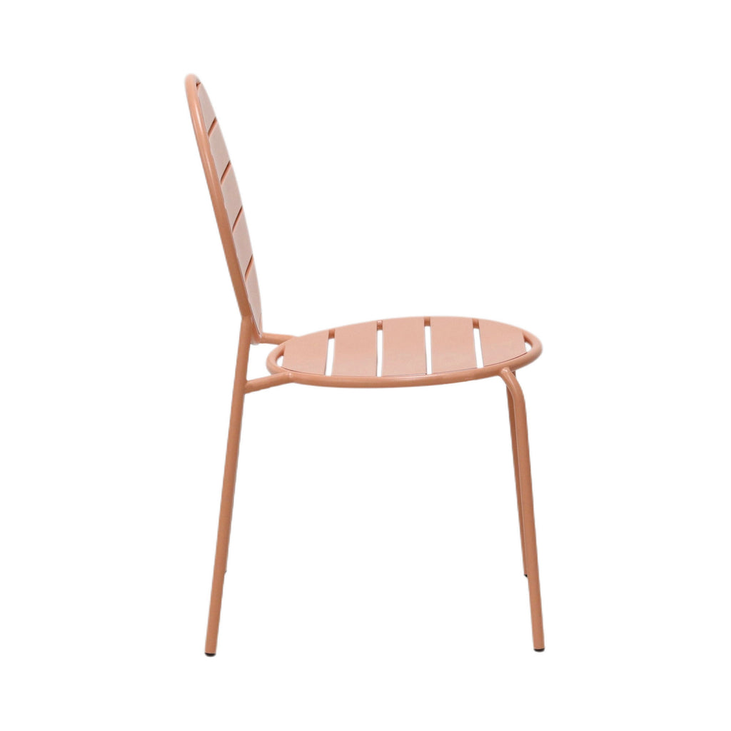 Baca - Garden Table Set + 4 Round Metal Chairs - Terracotta