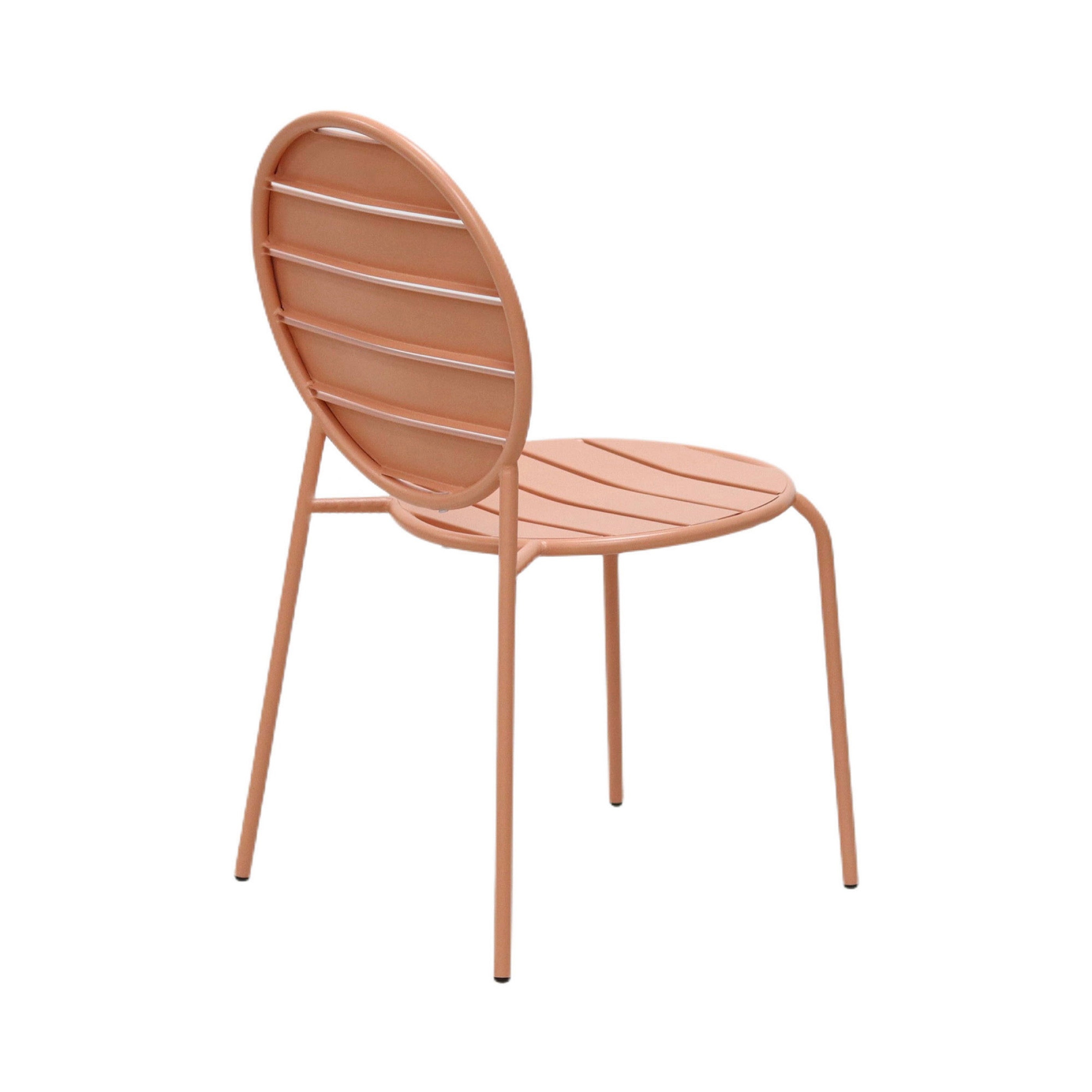 Baca - Garden Table Set + 4 Round Metal Chairs - Terracotta