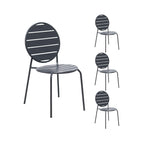 Baca - Ensemble Table De Jardin + 4 Chaises Rondes En Métal - Gris