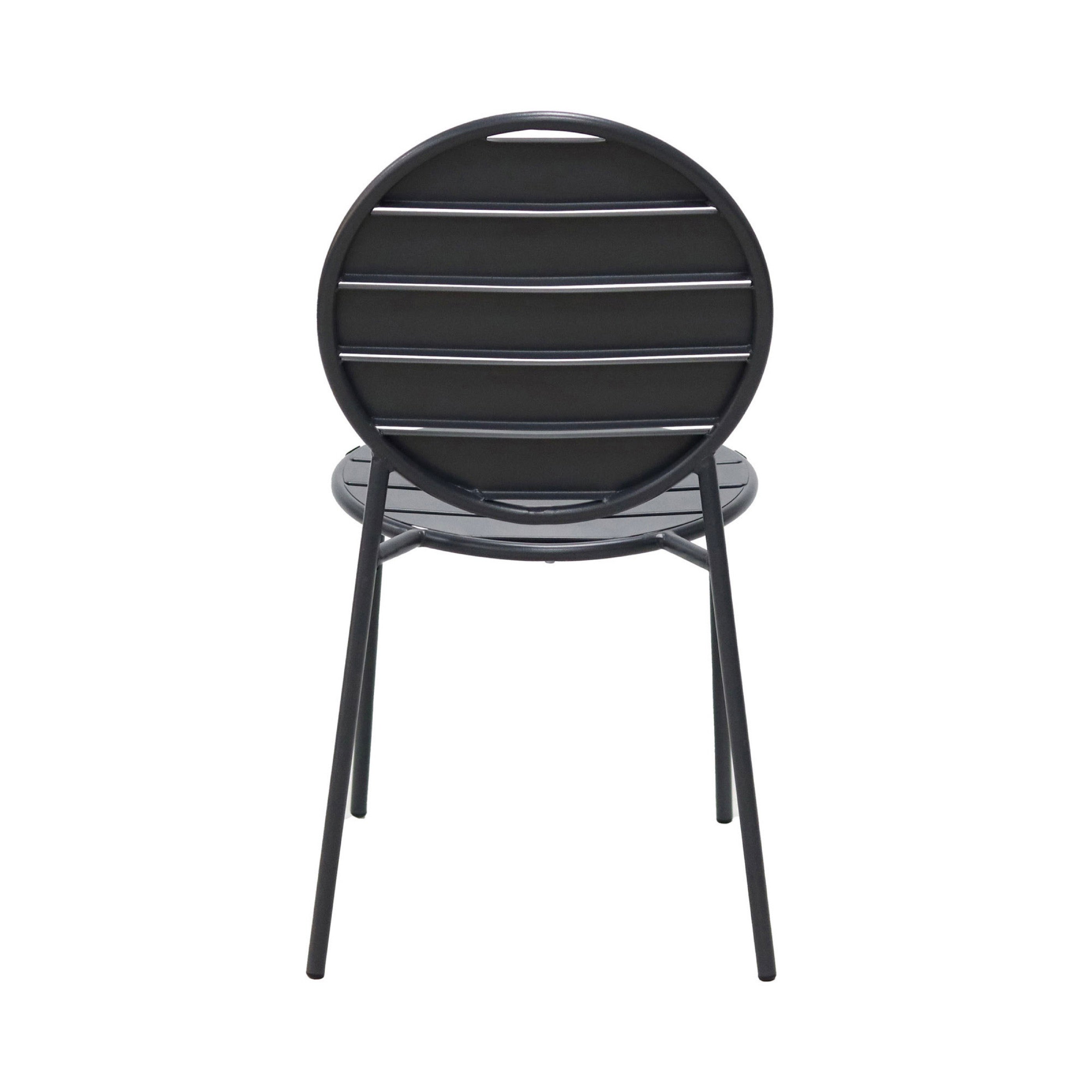 Baca - Ensemble Table De Jardin + 4 Chaises Rondes En Métal - Gris
