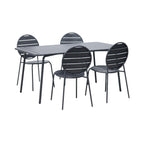 Baca - Ensemble Table De Jardin + 4 Chaises Rondes En Métal - Gris